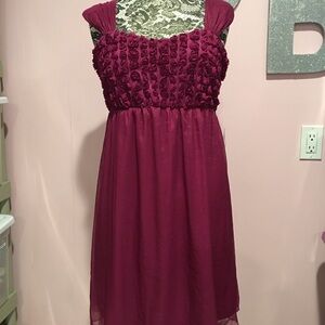 Purple Dress W/Rossette Bodice Size XL By Daisy